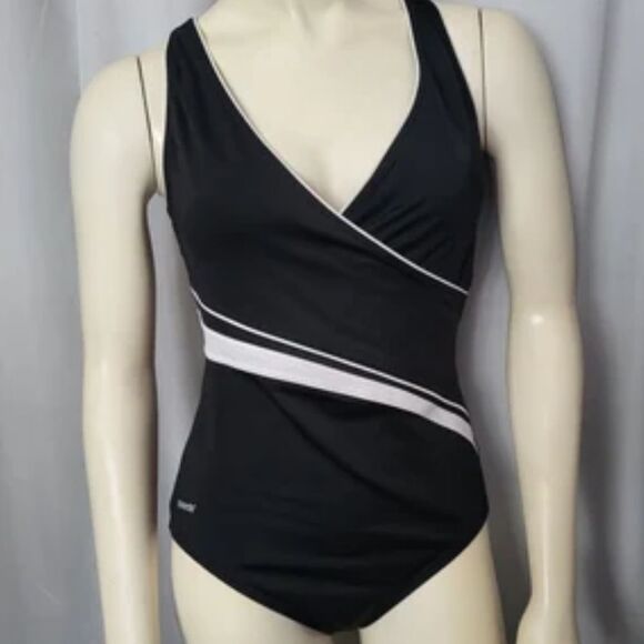 Speedo Swimsuit One Piece Women’s Navy Blue & White Bathing Suit Size 12 - Picture 8 of 8